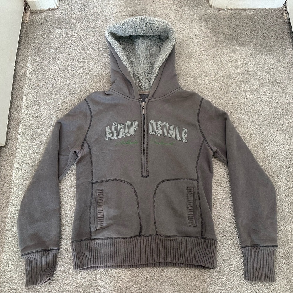 Aeropostale Zip-Up Sweater in Charcoal Grey Size Large (MINOR FLAWS)